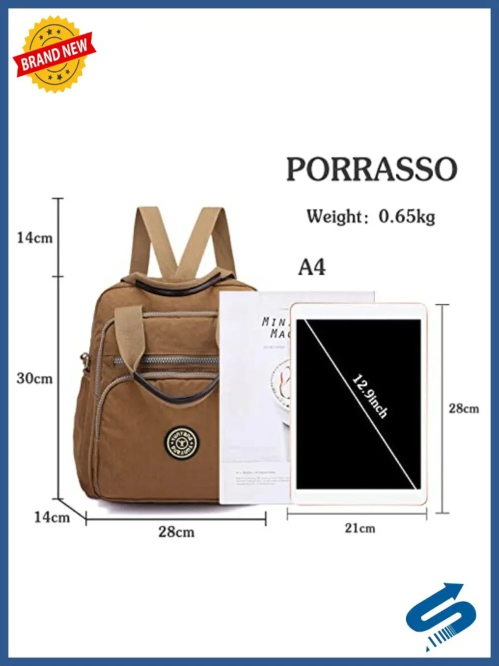 Women's Nylon Backpack Crossbody Shoulder Bag Travel Daypack